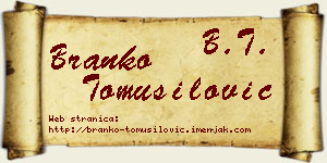 Branko Tomušilović vizit kartica